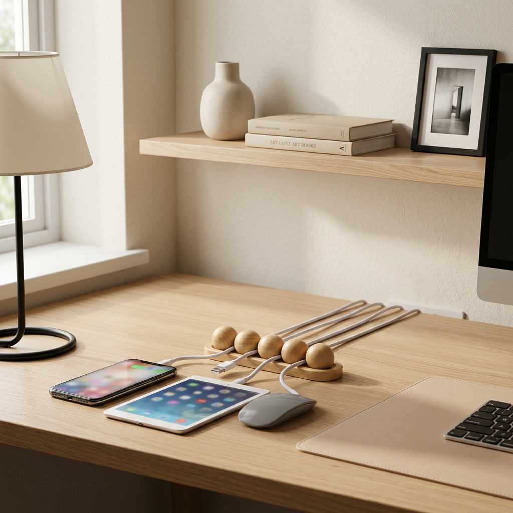 Wood Cable Organiser with Balls Magnet